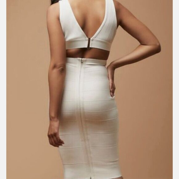 HERVE LEGER FOREVER 21 Bandage White Midi Dress with cutouts Sz Medium‎ NWOT - Picture 2 of 7